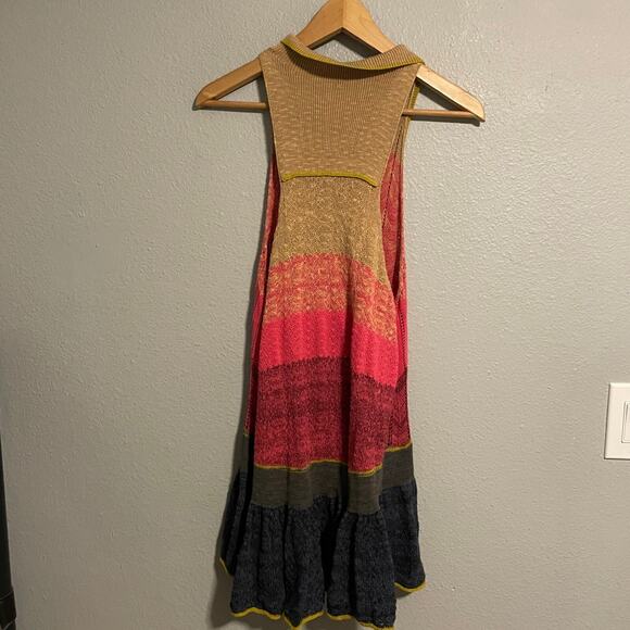 Free People Womens Sweater Peplum Polo Small Colorblock Open Knit Relaxed Boho - Picture 3 of 7